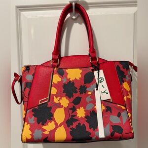 La Terre Fashion Red Floral Vegan Handbag